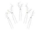 Silver pearl leaves bridal hair pin set by PM Atelier, featuring five delicate hair pins for elegant wedding hairstyles.