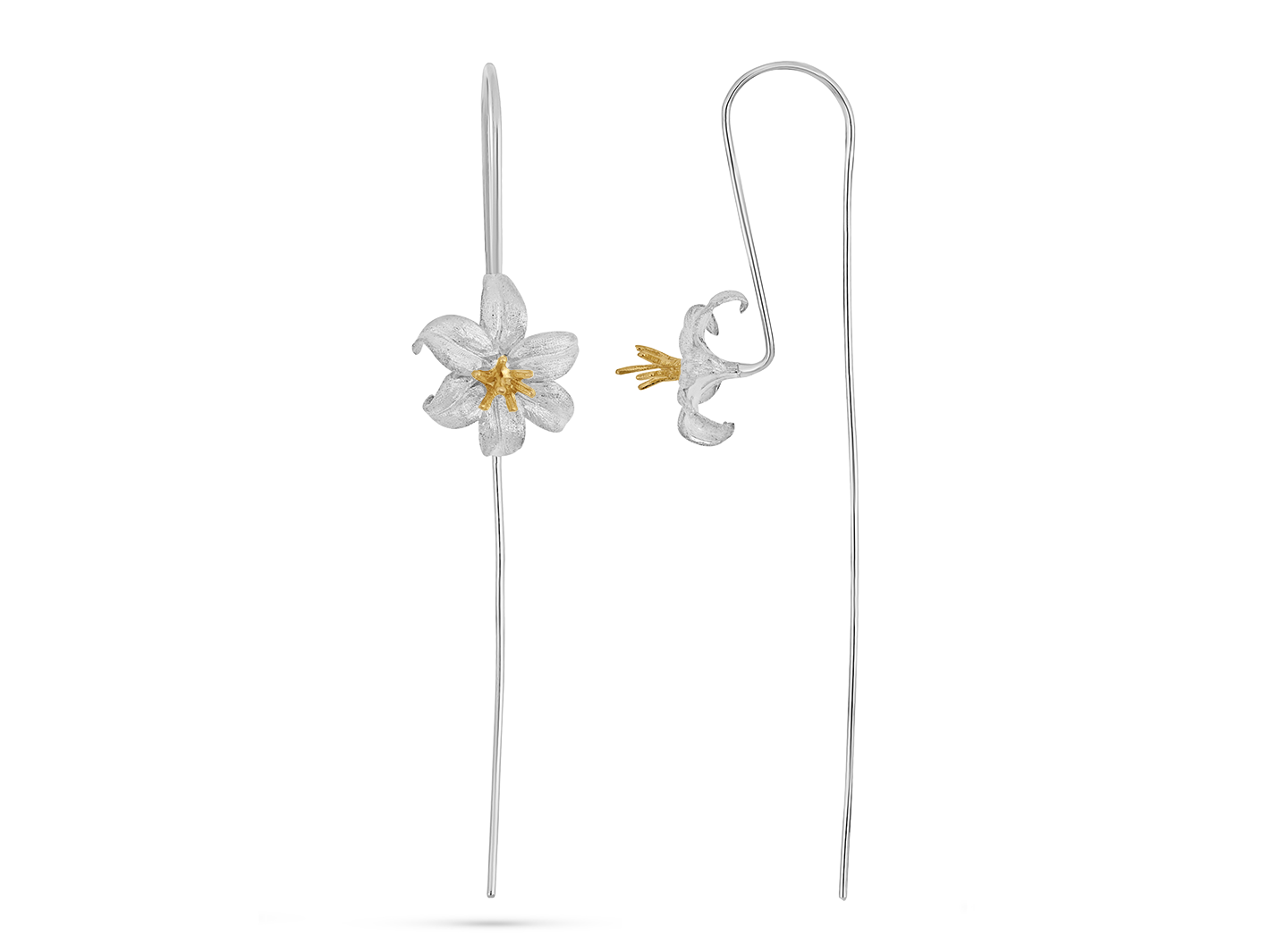 Silver Modern Lili Bloom earrings featuring small, delicate flower designs by PM Atelier.