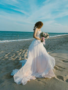 Whimsical boho romantic wedding skirt by Petra Kara Bridal in size S to XXXXL, featuring flowing fabric and delicate detailing.