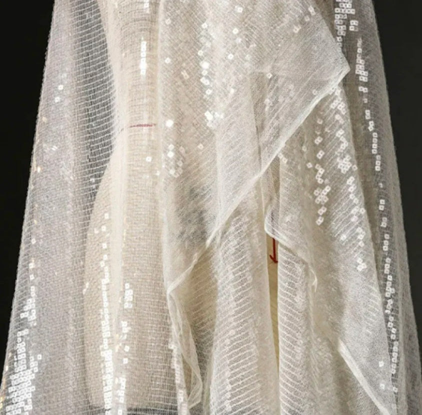 WHITE SEQUINED veil - Atelier Calliste