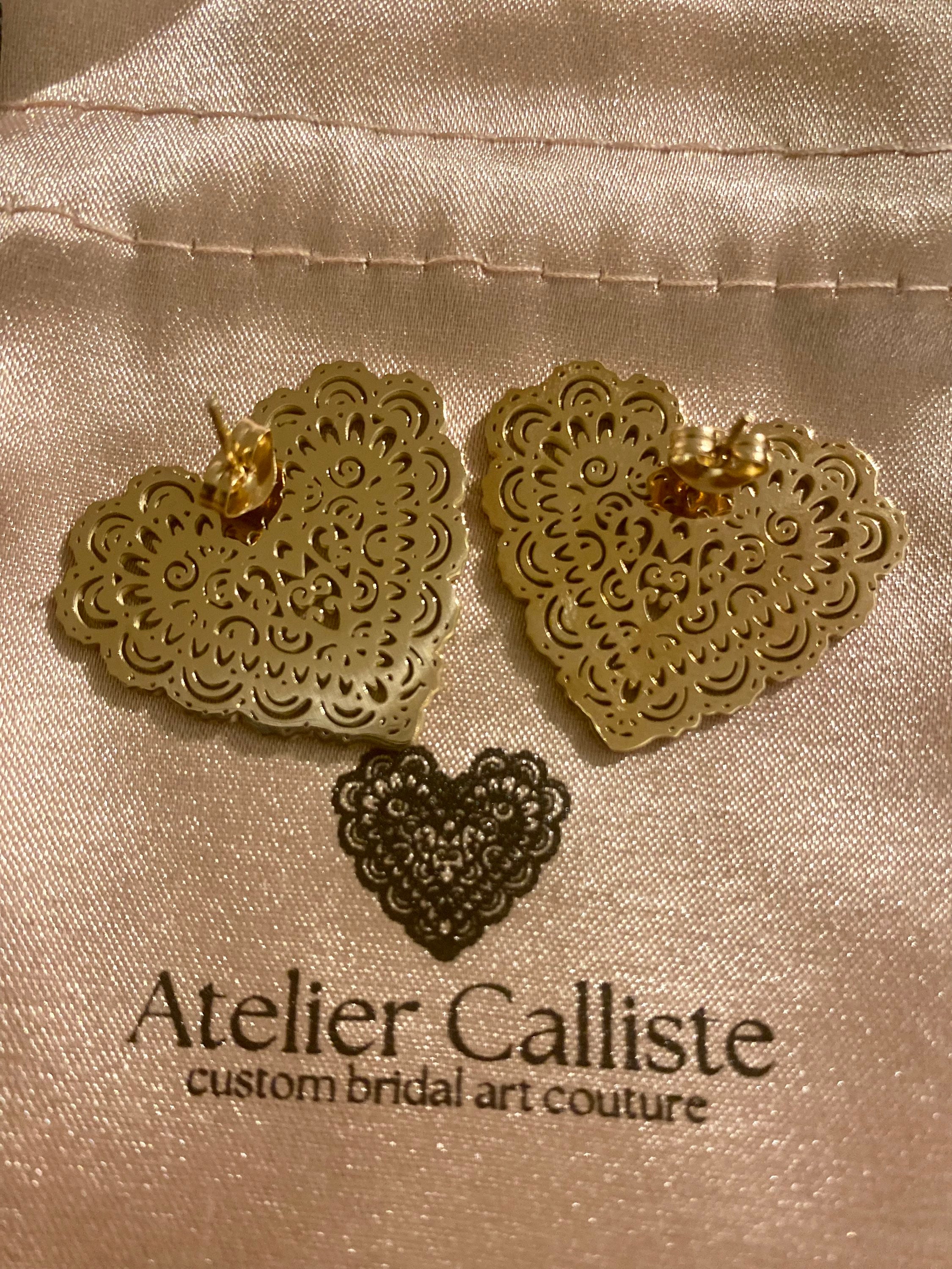 LACE HEARTS stainless steel earrings - Atelier Calliste