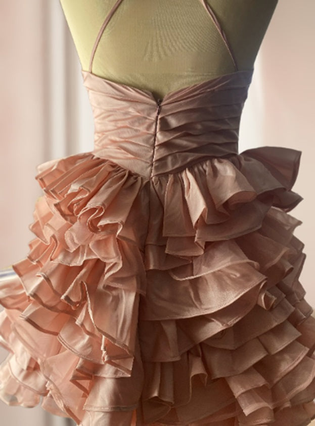 Ruffle Pink Mini Dress - Atelier Calliste