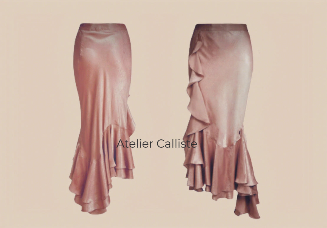 Midi satin asymmetrical skirt - Atelier Calliste