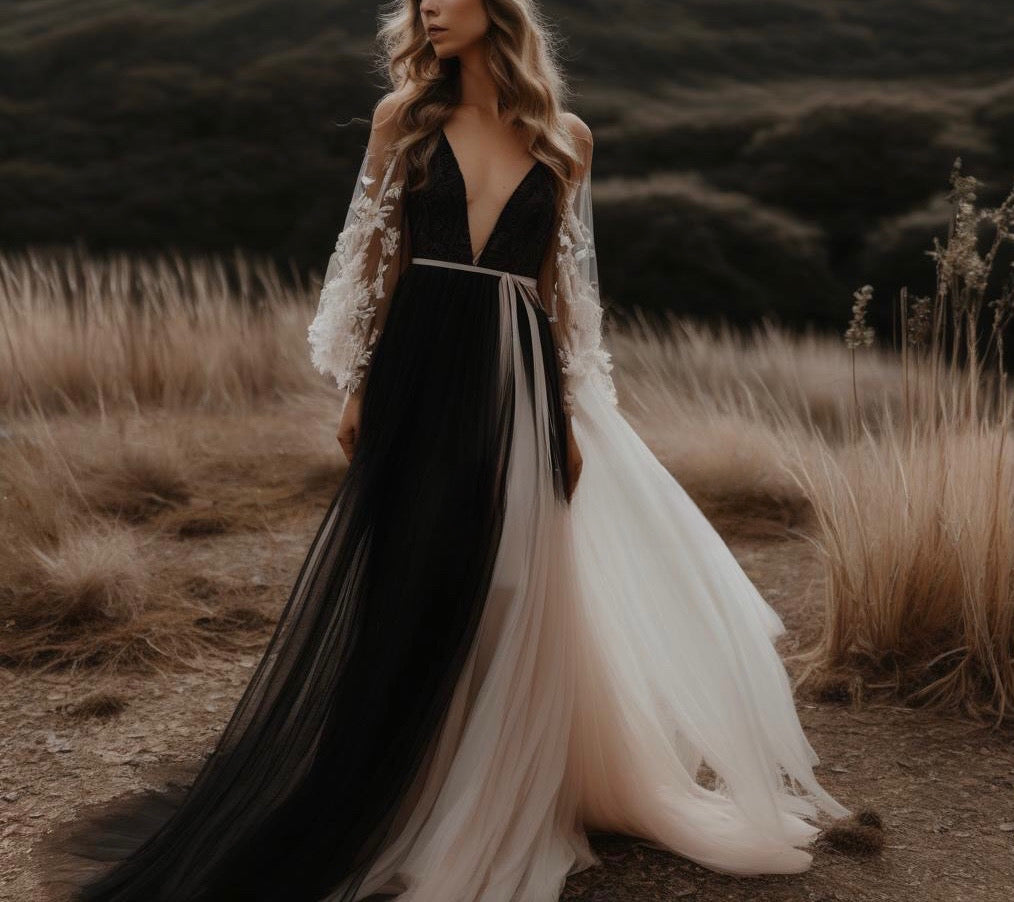 FEDRA Black and White wedding dress