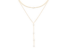 Natasha bridal layered Y necklace by PM Atelier featuring freshwater pearls and gold accents for elegant wedding jewelry.