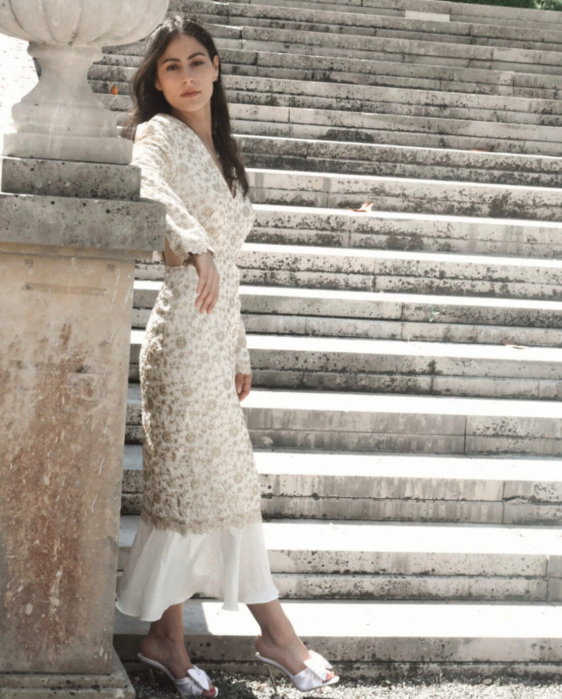 IN STOCK Size 8US GOLD SILK dress - Atelier Calliste