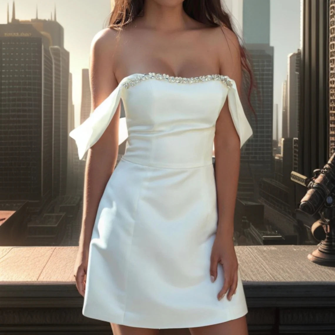 Nefeli satin beaded dress - Atelier Calliste