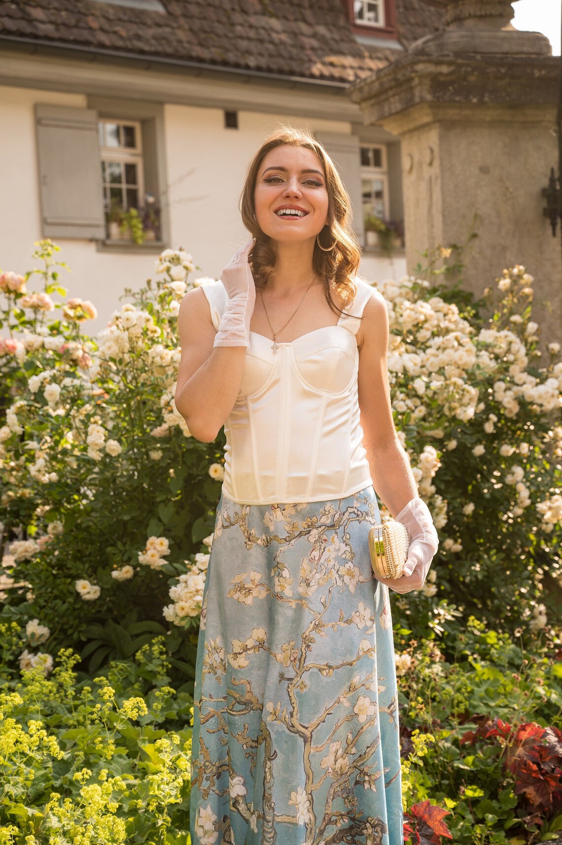 IN STOCK Size8 Silk art skirt Van Gogh - Atelier Calliste