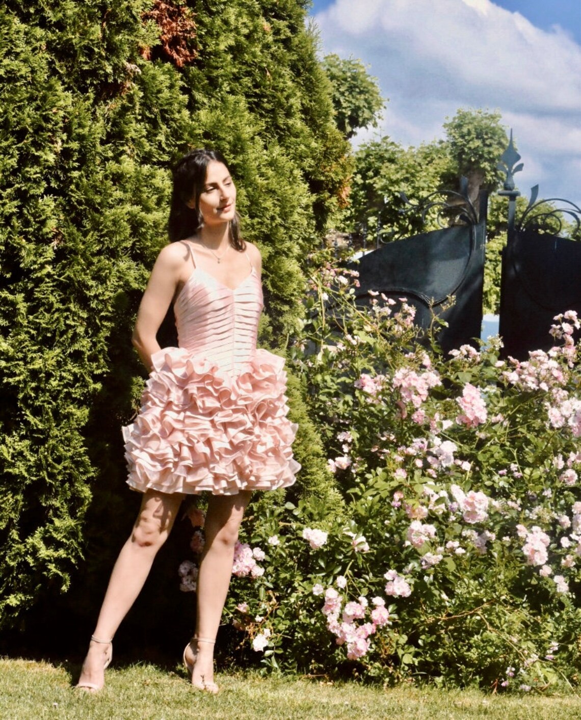 Ruffle Pink Mini Dress - Atelier Calliste