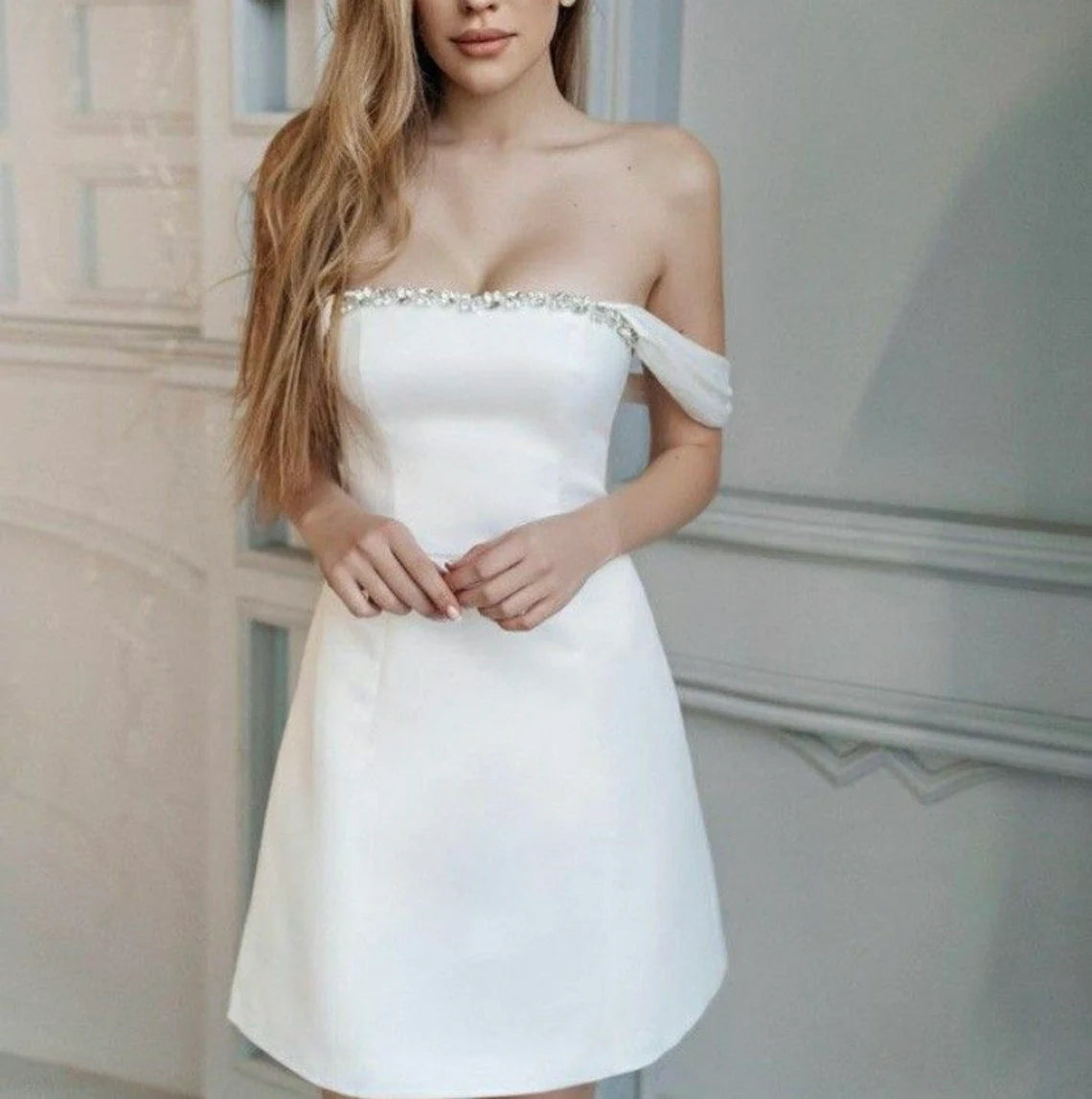 Nefeli satin beaded dress - Atelier Calliste