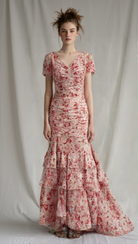 Pink Flowers Cocktail Dress - Atelier Calliste
