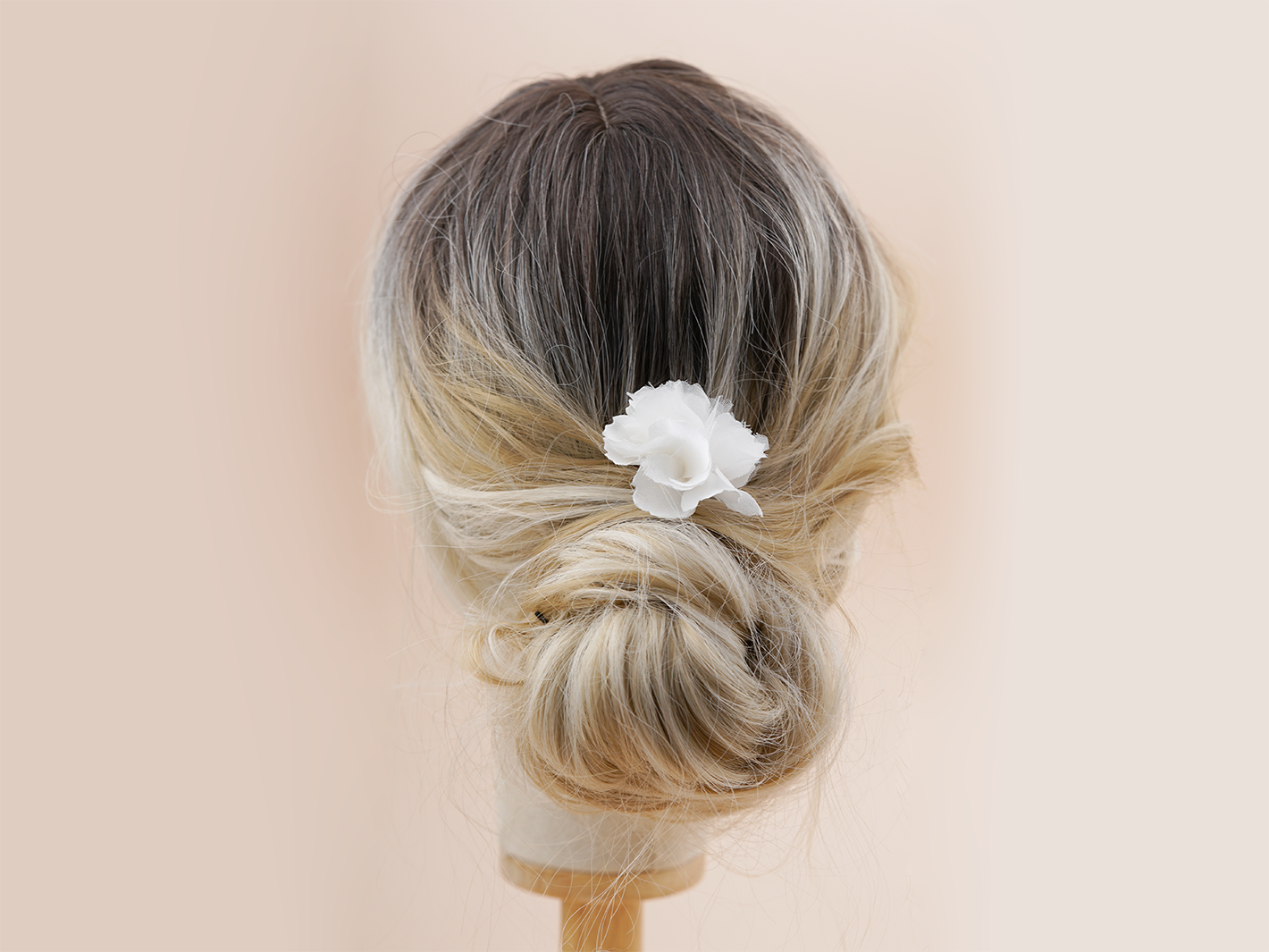 Adrielle luxury silk flower bridal hair pin by PM Atelier with elegant floral design for wedding hair accessories.