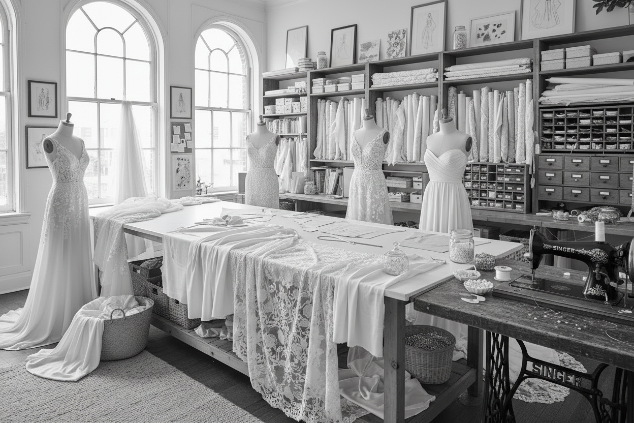 Show a briidal atelier working space