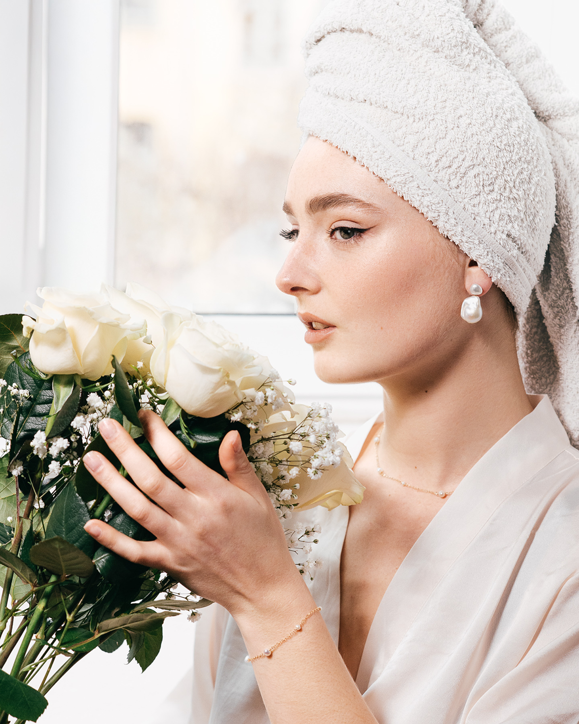 Elegant Adelaide Baroque Pearl Earrings by PM Atelier featuring unique freshwater pearls and intricate design details.